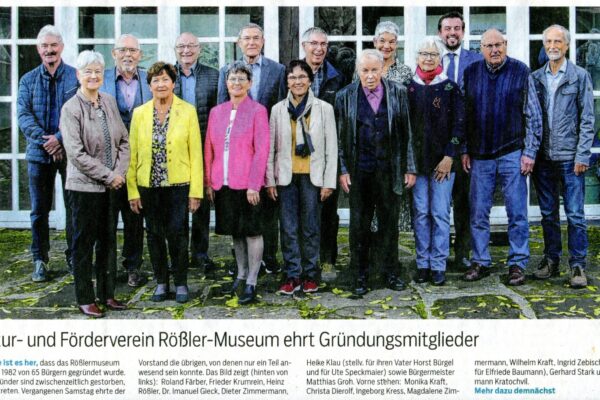 Kultur- und Förderverein Rößler-Museunn ehrt Gründungsmitglieder